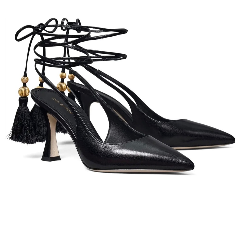 Brand New Tory Burch Capri Wrap Pump in Black - Size 7 Medium.